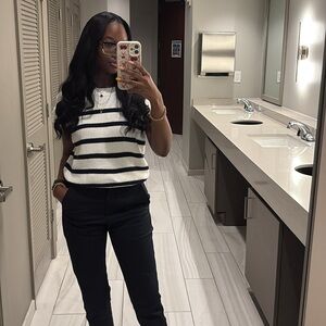 Striped Black and White Sleeveless Top